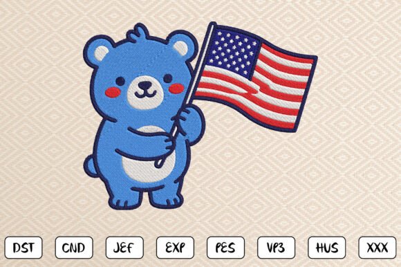 4th of July Bear Embroidery Design Review