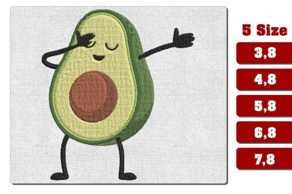 Dabbing Avocado Funny Embroidery Design