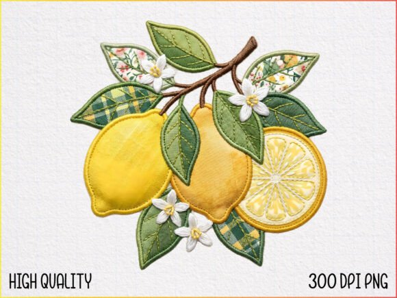 Lemon Embroidery PNG: A Fresh Touch for Seasonal Crafts