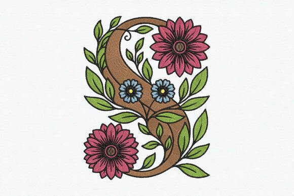 S Floral Alphabet Embroidery Design Review