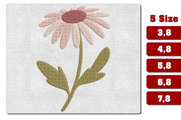 Vintage Pink Daisy Botanical Embroidery